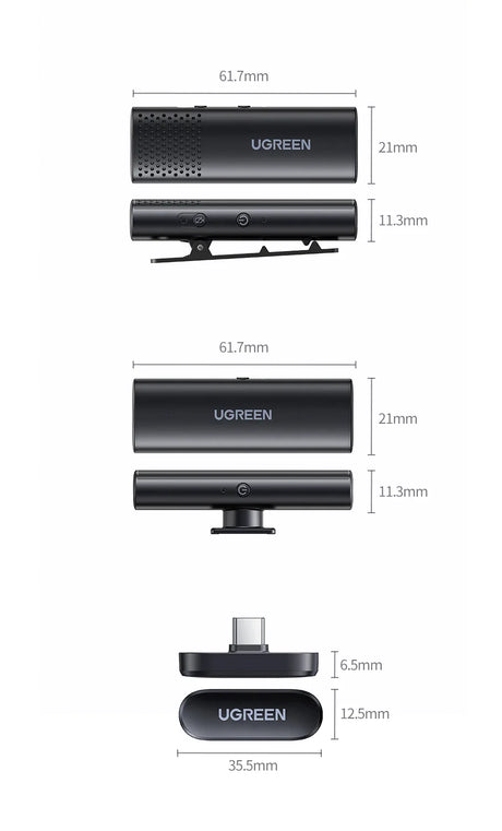 Wireless microphone system dimensions.