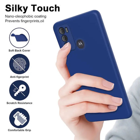 a woman holding a phone case with the text sky touch