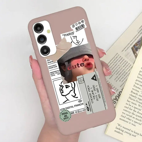 a woman holding a phone case with a photo of her face