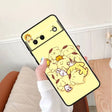 A woman holding a phone case with a cartoon character