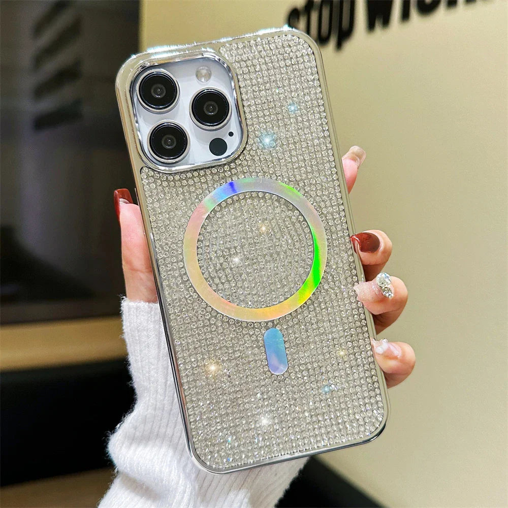 a woman holding a phone case with a ring on it