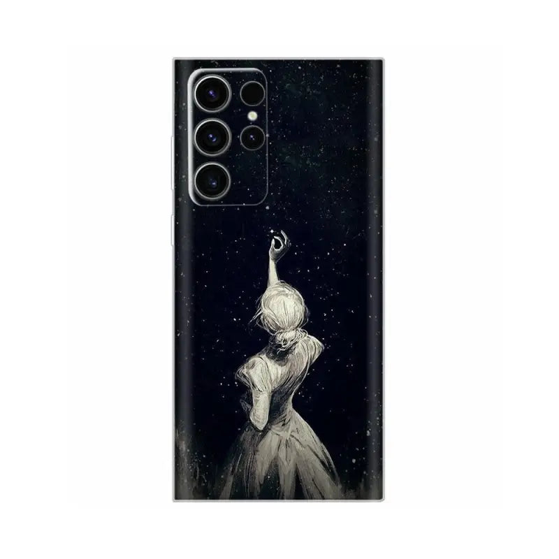 a woman with a swan on her back case for samsung s20