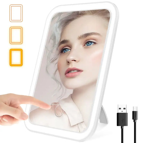 a woman’s hand is touching the mirror with her finger