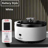 a white and black electric rice cooker with a black lid