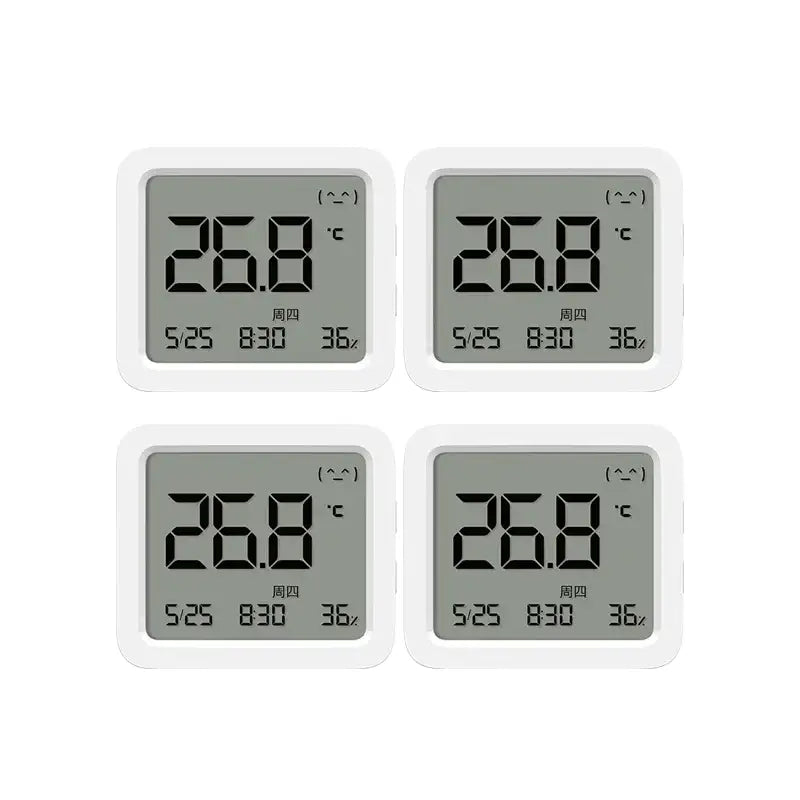 three digital clock clocks with therm
