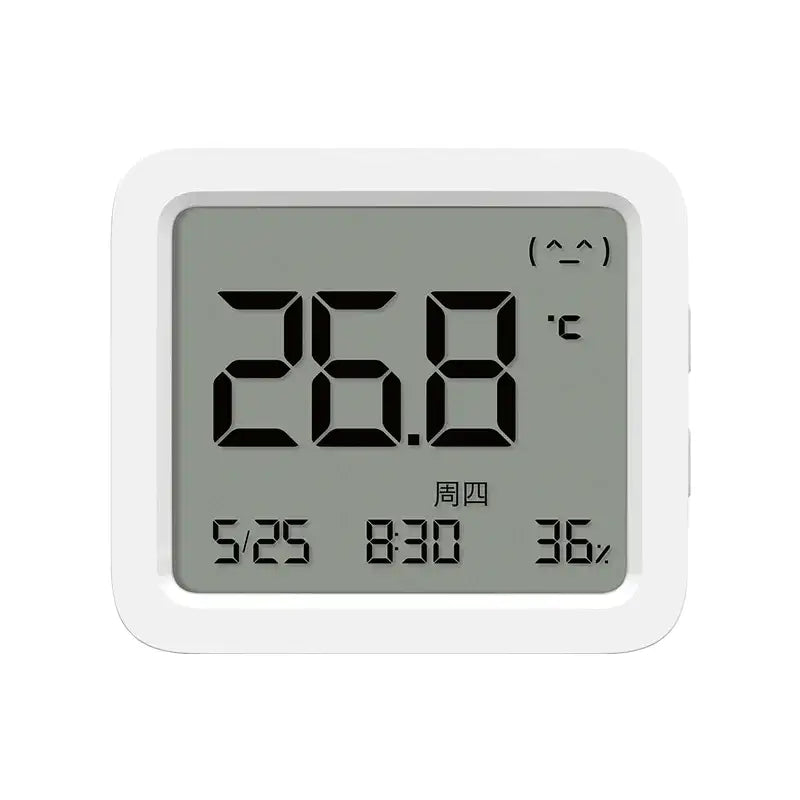 a close up of a digital clock with a white frame