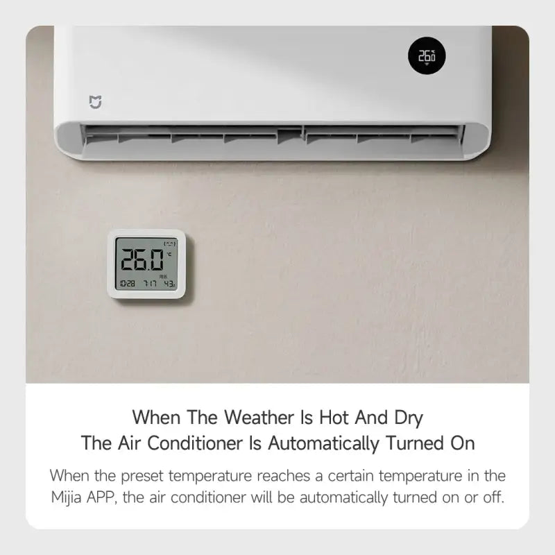 a white air conditioner with therm on