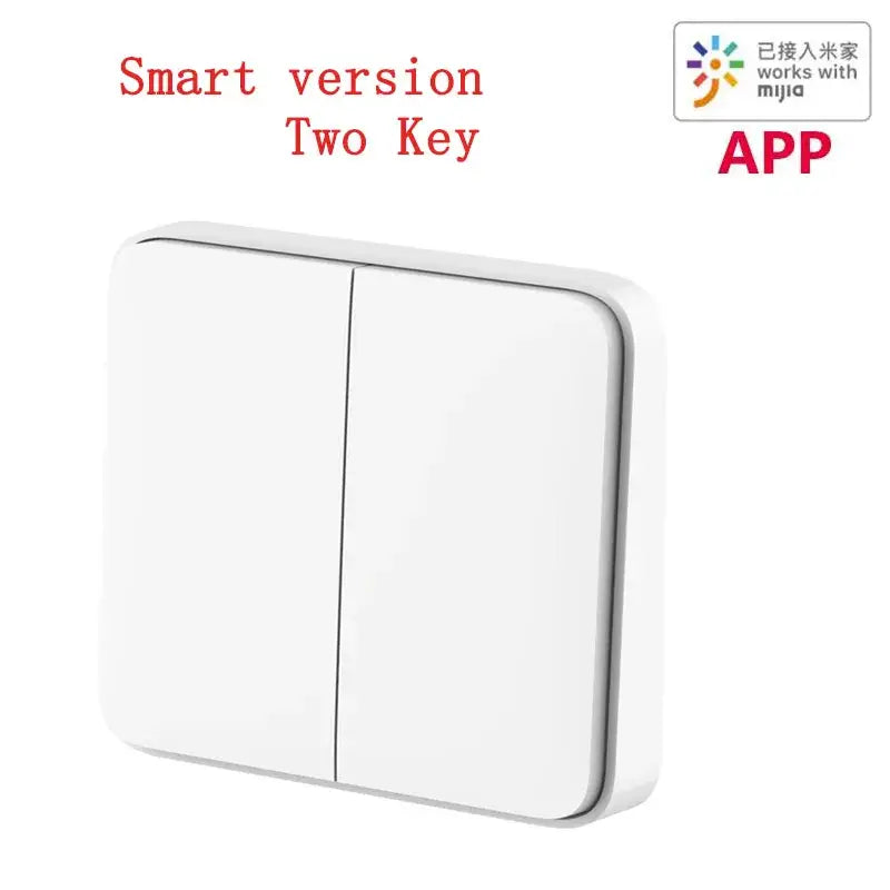 a white light switch with a red and white text that says smart version two key