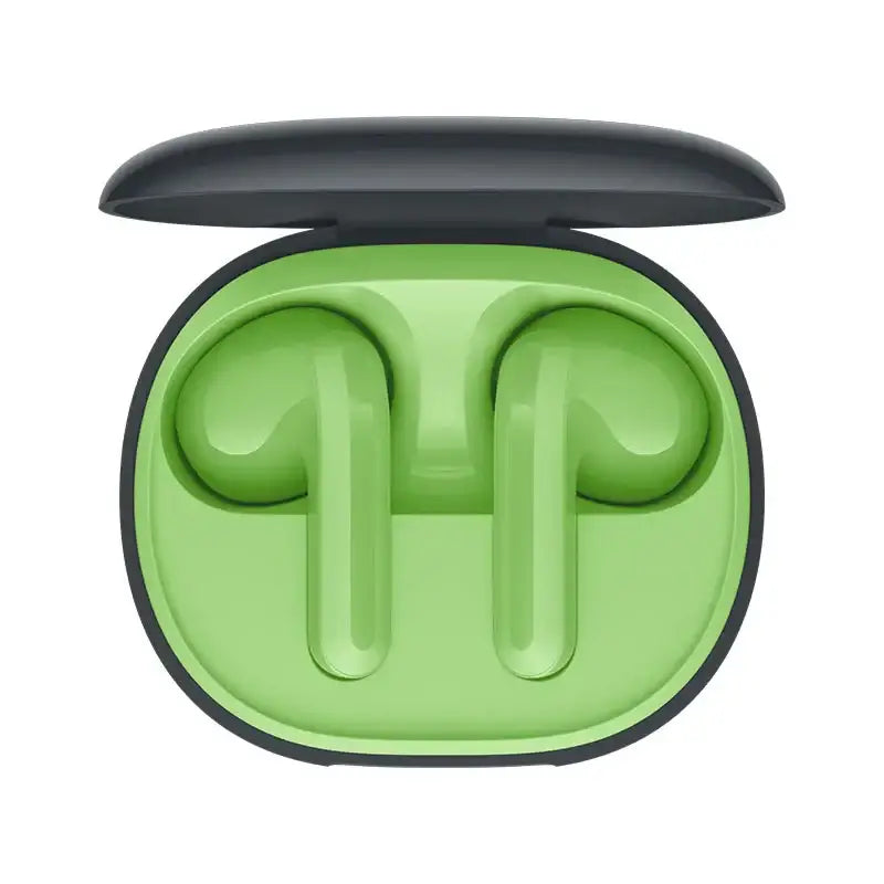 the green earphones are designed to look like a pair of earphones