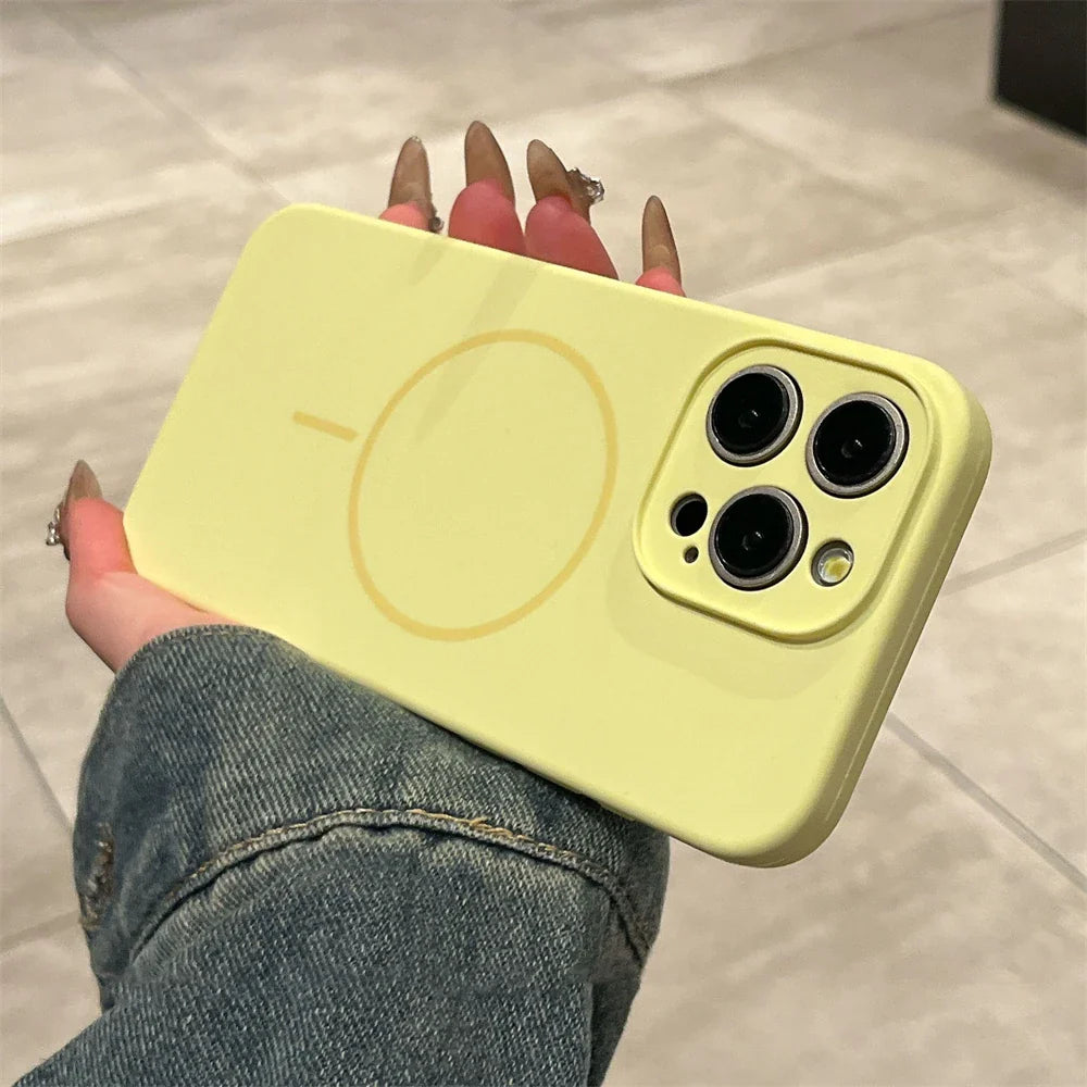 Yellow phone case with MagSafe.