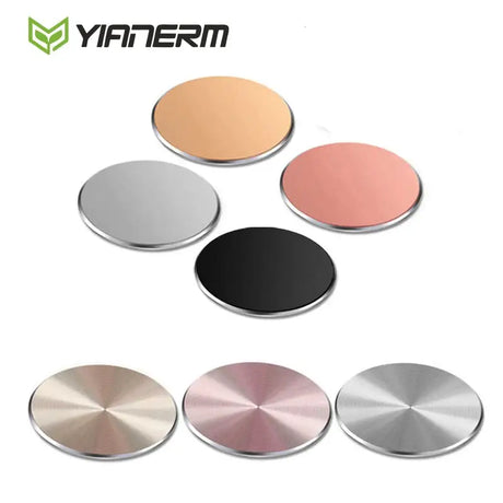 a set of four different colors of metal discs