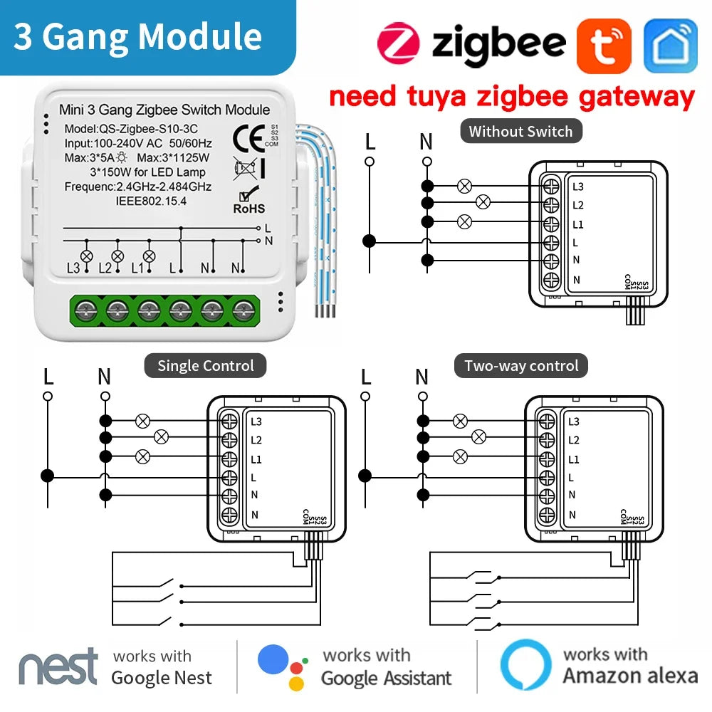 Zigbee smart switch wiring diagrams.