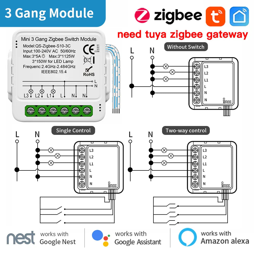 Zigbee smart switch wiring diagrams.