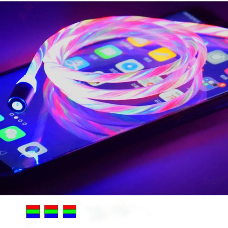 a phone with a colorful light on it
