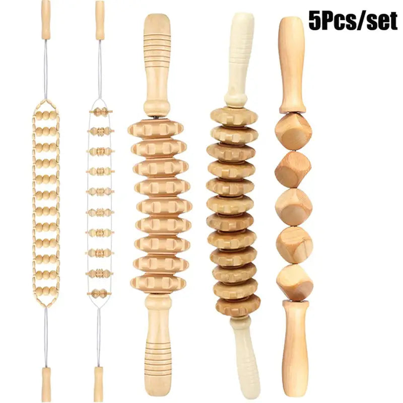 a close up of a number of wooden objects on a white background