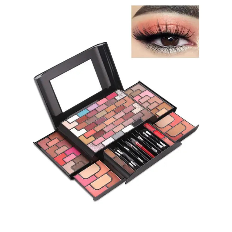 the makeup set is a compact, compact and compact