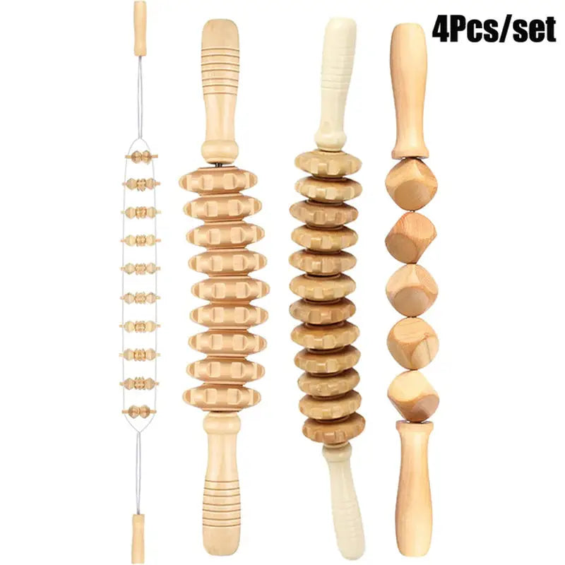 a close up of a bunch of wooden objects on a white background