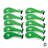 a set of six green golf head covers
