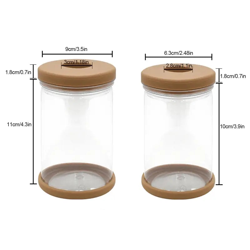 2 pack glass storage jars with wooden lid