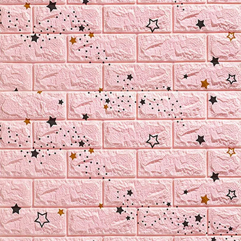a pink brick wall with stars and stars