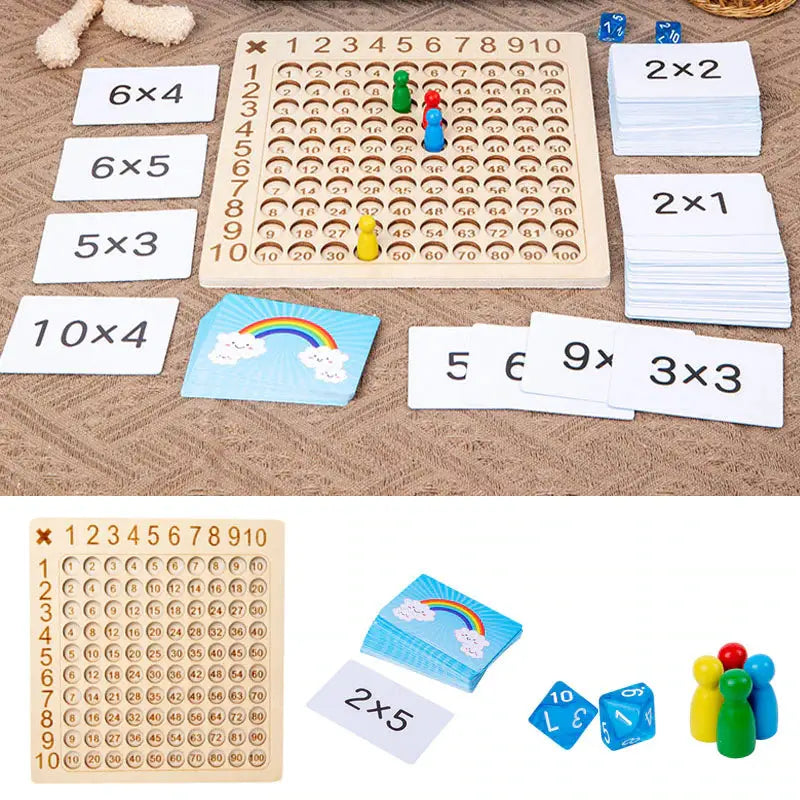 a wooden board game with numbers and a teddy bear