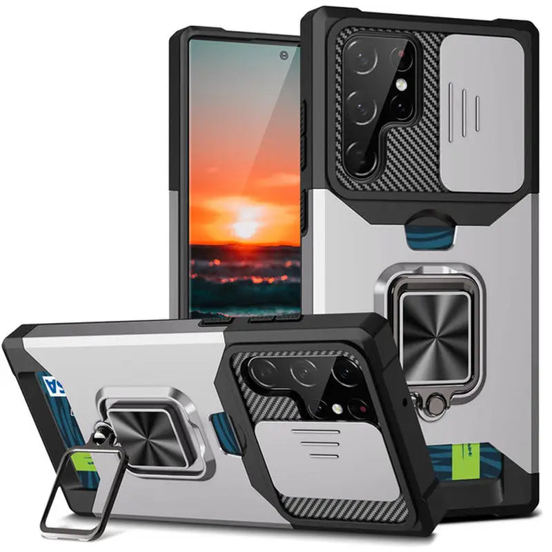 a pair of samsung s9 cases with a phone holder