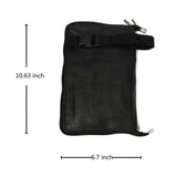 the black leather pouch with a zipper closure