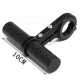 a black bicycle handle with a white background