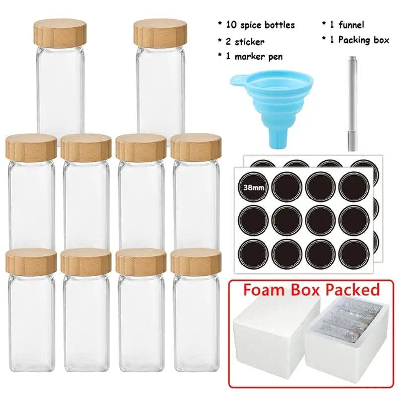 6pcs clear glass bottle with bamboo lid and bamboo lid