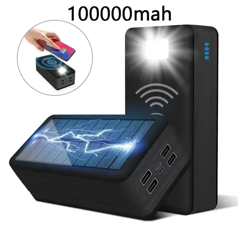 10000mahh portable solar power bank with led