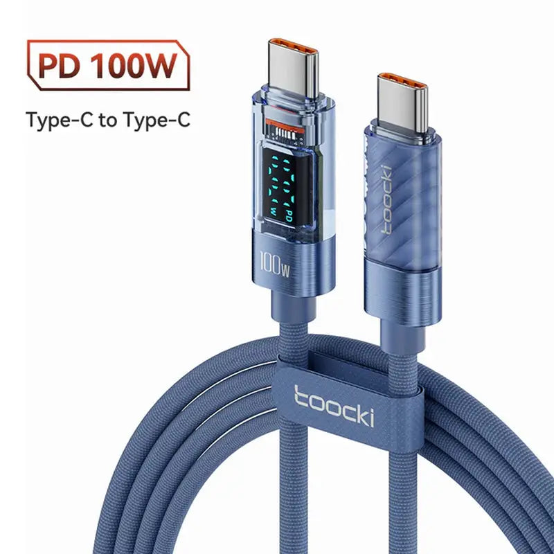 a blue usb cable with a white background
