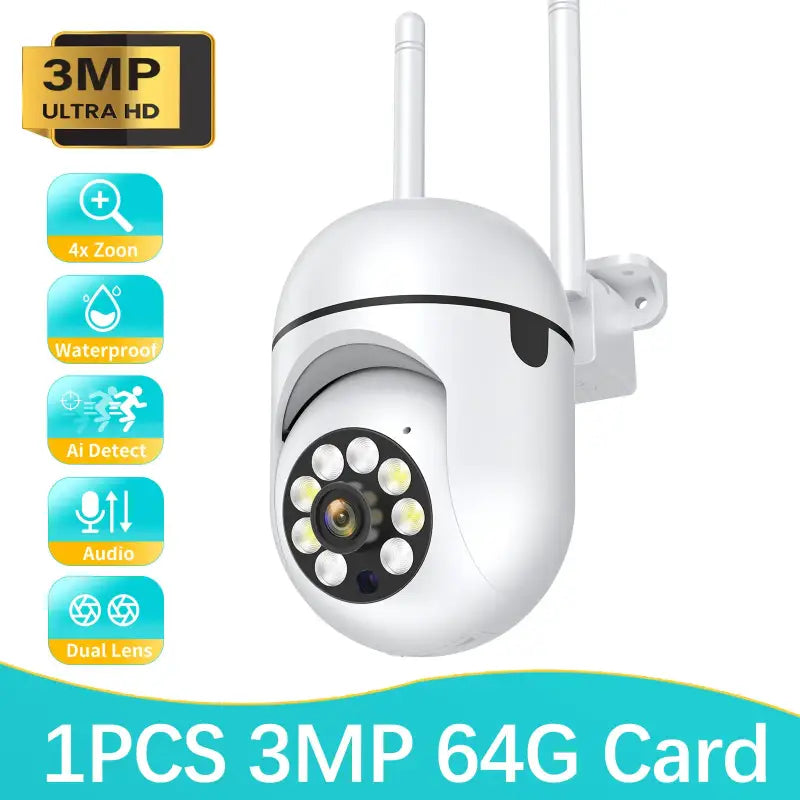 108p wifi ip camera with 3mp lens and motion sensor