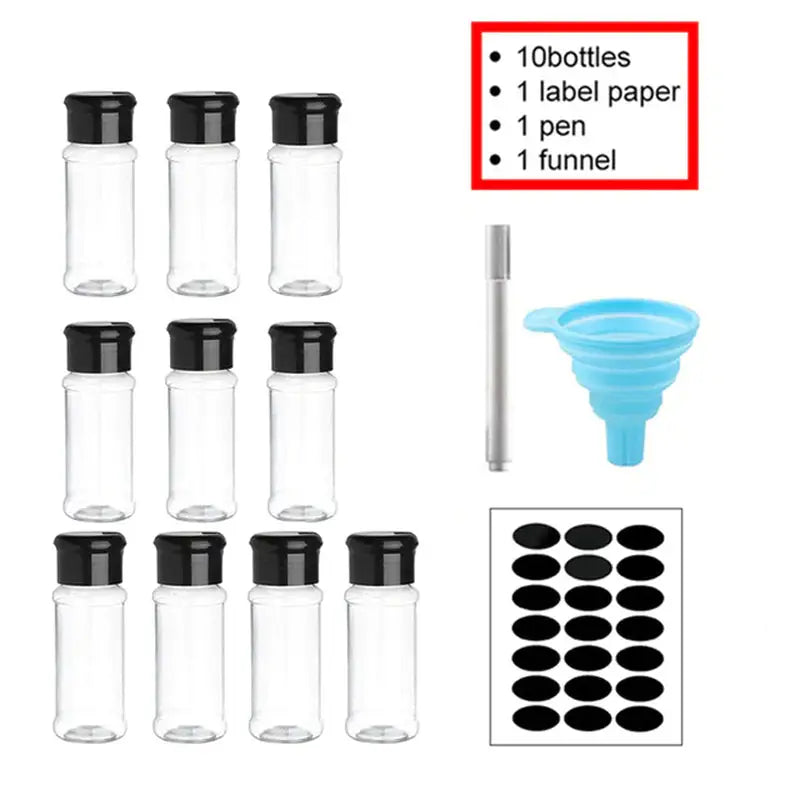 10 pcs clear glass vials with black caps
