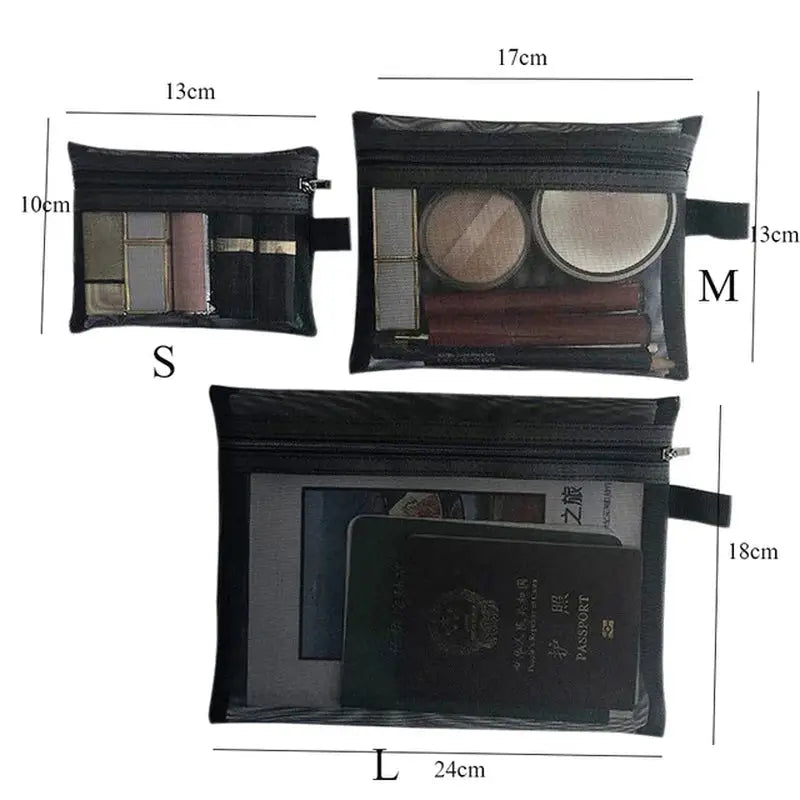 the makeup bag is shown with the contents in it