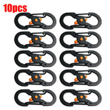 10 pcs black plastic carabines with orange plastic handles