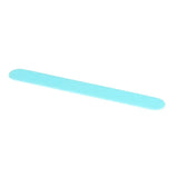 a close up of a blue toothbrush on a white surface