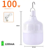 USB Portable Rechargeable LED 200w Bulb - 5 Lighting Modes - 100W