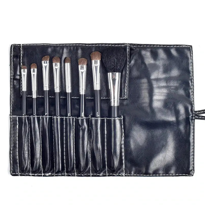 the black leather makeup brush case