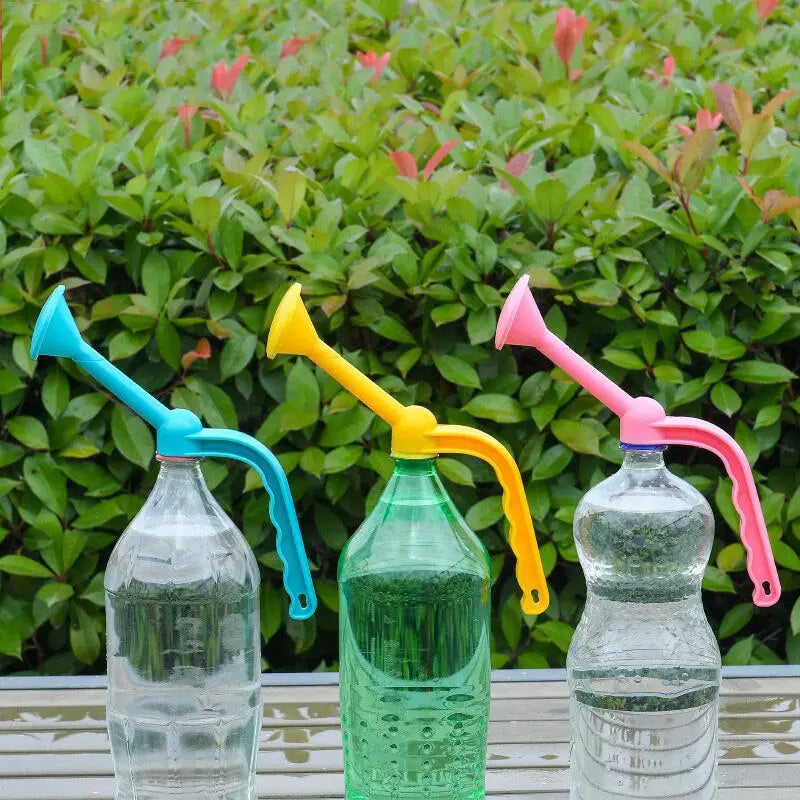 three plastic water bottles with a straw and a straw