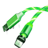 a green usb cable with a white background