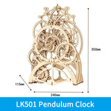 the wooden clock is made from a variety of gears