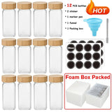 6x clear glass storage jars with wooden lids for food storage