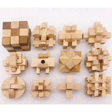 a collection of wooden puzzles