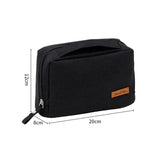 the black canvas cosmetic bag with a zipper closure
