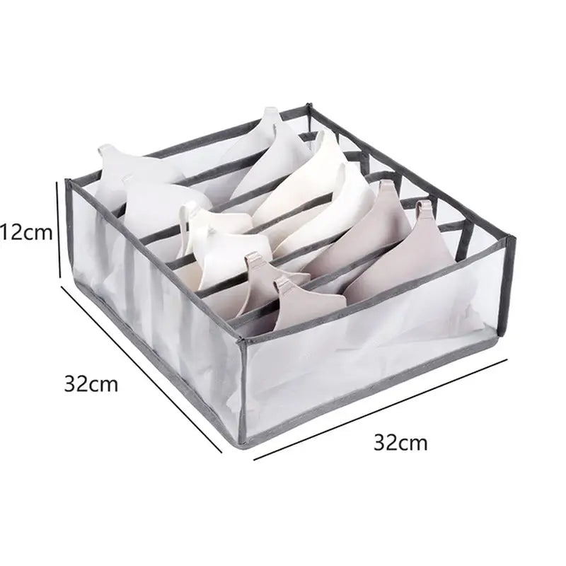 a clear plastic storage box with two compartments