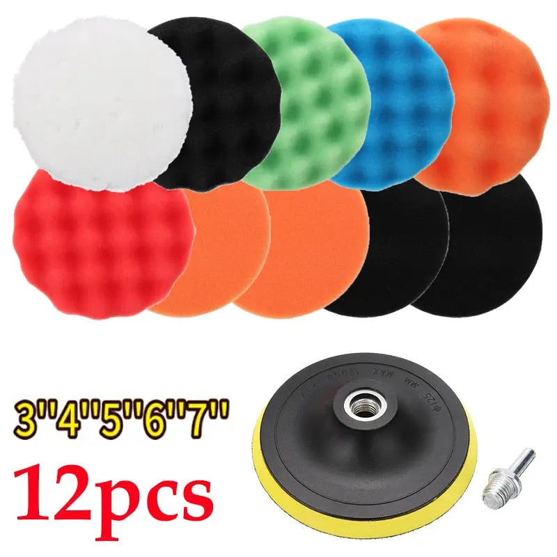 a set of 12pcs polishing pads with a screw and a screw