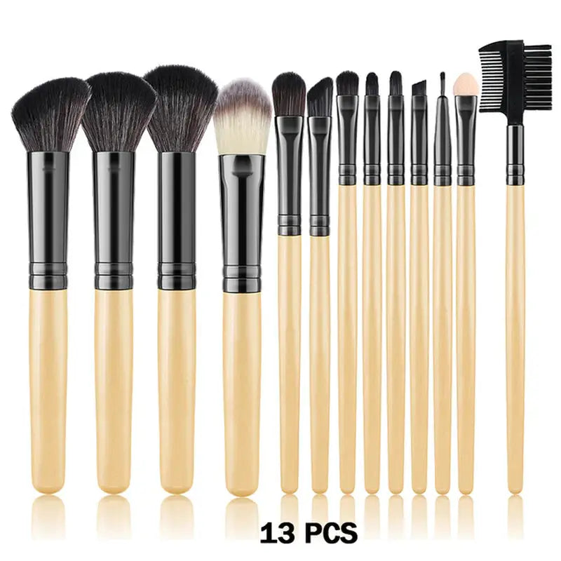 10 pcs makeup brush set with wooden handle