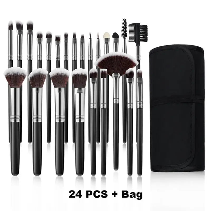 24 pcs professional makeup brush set with case