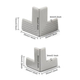 a white plastic corner bracket with measurements