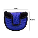 the blue mesh dog harness is shown with the measurements